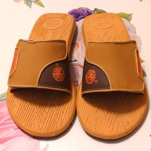 Timberland Tan and Brown Slides 10M